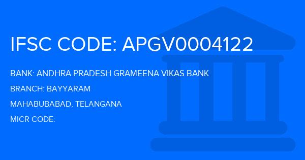 Andhra Pradesh Grameena Vikas Bank (APGVB) Bayyaram Branch IFSC Code