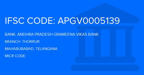 Andhra Pradesh Grameena Vikas Bank (APGVB) Thorrur Branch IFSC Code