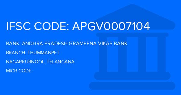 Andhra Pradesh Grameena Vikas Bank (APGVB) Thummanpet Branch IFSC Code