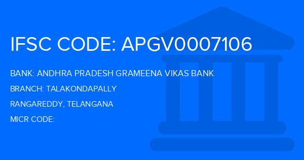 Andhra Pradesh Grameena Vikas Bank (APGVB) Talakondapally Branch IFSC Code