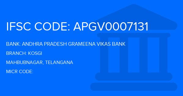 Andhra Pradesh Grameena Vikas Bank (APGVB) Kosgi Branch IFSC Code