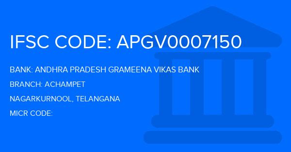 Andhra Pradesh Grameena Vikas Bank (APGVB) Achampet Branch IFSC Code