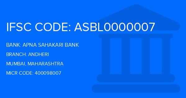 Apna Sahakari Bank Andheri Branch IFSC Code