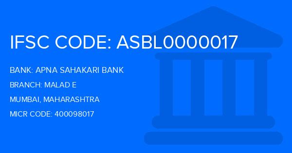 Apna Sahakari Bank Malad E Branch IFSC Code