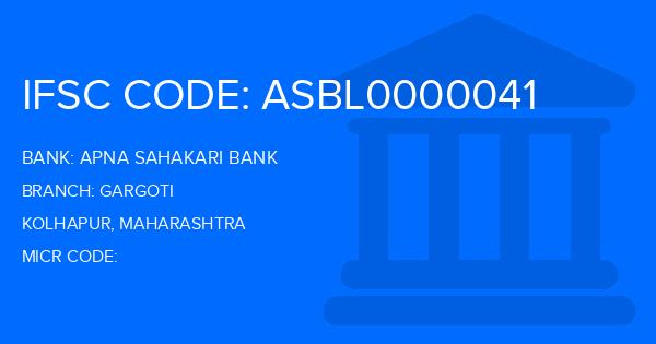 Apna Sahakari Bank Gargoti Branch IFSC Code
