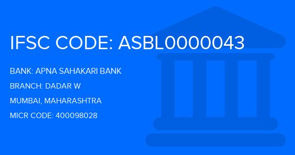 Apna Sahakari Bank Dadar W Branch IFSC Code