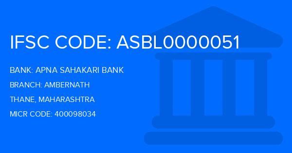 Apna Sahakari Bank Ambernath Branch IFSC Code
