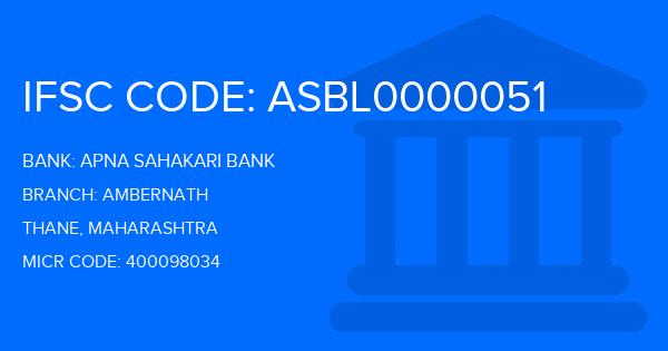 Apna Sahakari Bank Ambernath Branch IFSC Code