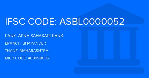 Apna Sahakari Bank Bhayander Branch IFSC Code