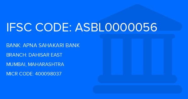 Apna Sahakari Bank Dahisar East Branch IFSC Code