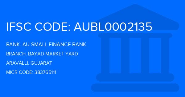 Au Small Finance Bank (AU BANK) Bayad Market Yard Branch IFSC Code