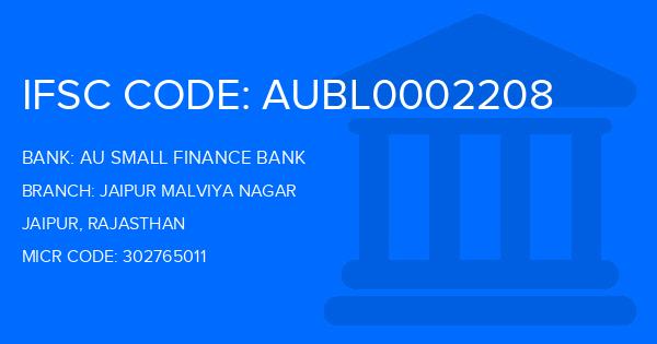 Au Small Finance Bank (AU BANK) Jaipur Malviya Nagar Branch IFSC Code