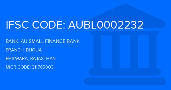 Au Small Finance Bank (AU BANK) Bijolia Branch IFSC Code