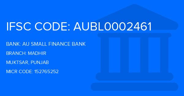 Au Small Finance Bank (AU BANK) Madhir Branch IFSC Code