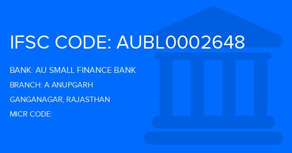 Au Small Finance Bank (AU BANK) A Anupgarh Branch IFSC Code