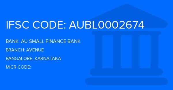 Au Small Finance Bank (AU BANK) Avenue Branch IFSC Code