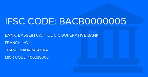 Bassein Catholic Cooperative Bank (BCCB) Holi Branch IFSC Code