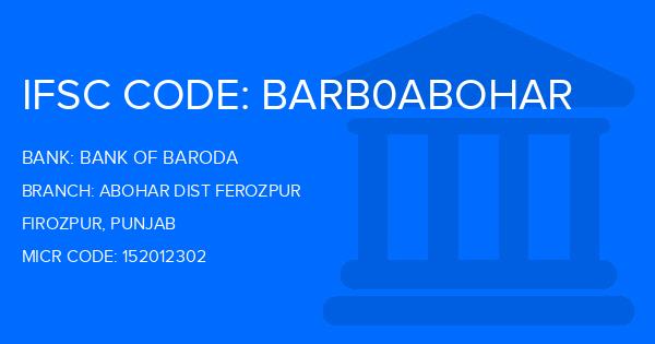 Bank Of Baroda (BOB) Abohar Dist Ferozpur Branch IFSC Code