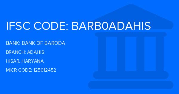Bank Of Baroda (BOB) Adahis Branch IFSC Code