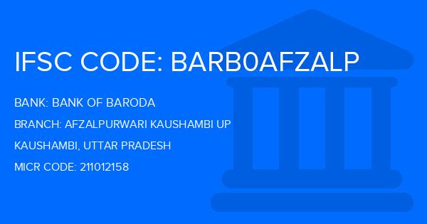 Bank Of Baroda (BOB) Afzalpurwari Kaushambi Up Branch IFSC Code
