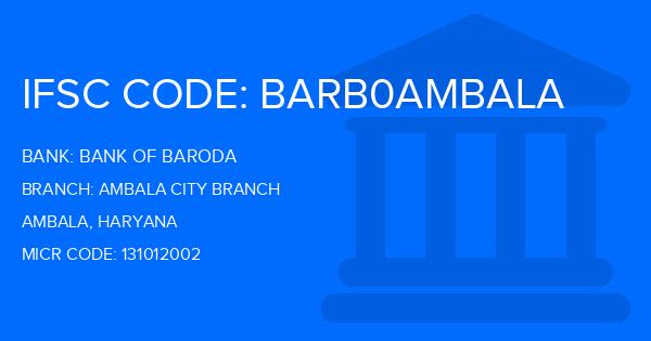 Bank Of Baroda (BOB) Ambala City Branch