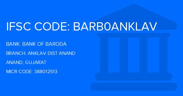 Bank Of Baroda (BOB) Anklav Dist Anand Branch IFSC Code