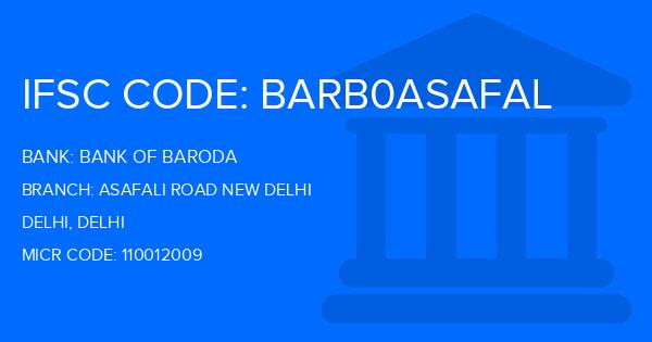 Bank Of Baroda (BOB) Asafali Road New Delhi Branch IFSC Code