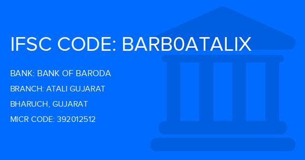 Bank Of Baroda (BOB) Atali Gujarat Branch IFSC Code
