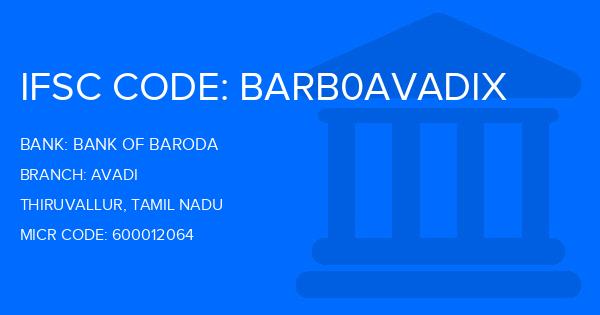 Bank Of Baroda (BOB) Avadi Branch IFSC Code