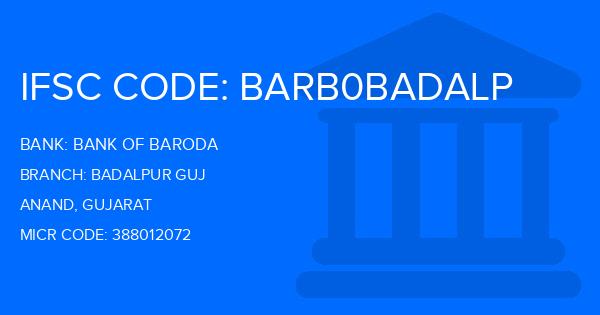Bank Of Baroda (BOB) Badalpur Guj Branch IFSC Code