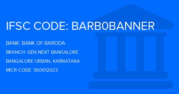 Bank Of Baroda (BOB) Gen Next Bangalore Branch IFSC Code