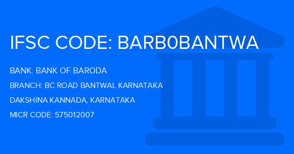 Bank Of Baroda (BOB) Bc Road Bantwal Karnataka Branch IFSC Code