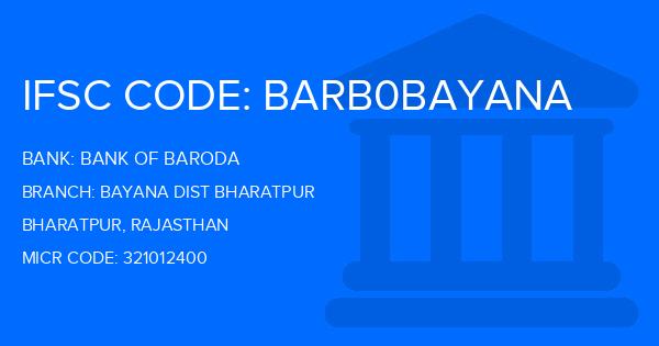 Bank Of Baroda (BOB) Bayana Dist Bharatpur Branch IFSC Code