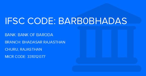 Bank Of Baroda (BOB) Bhadasar Rajasthan Branch IFSC Code