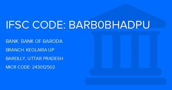 Bank Of Baroda (BOB) Keolaria Up Branch IFSC Code