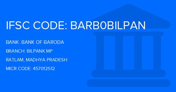 Bank Of Baroda (BOB) Bilpank Mp Branch IFSC Code
