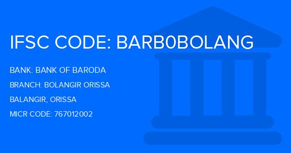 Bank Of Baroda (BOB) Bolangir Orissa Branch IFSC Code