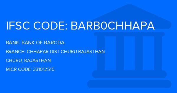 Bank Of Baroda (BOB) Chhapar Dist Churu Rajasthan Branch IFSC Code