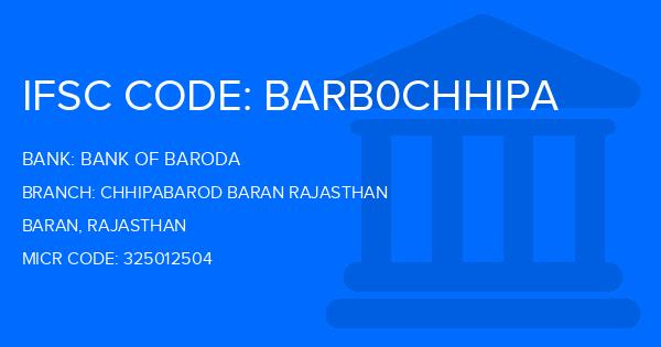 Bank Of Baroda (BOB) Chhipabarod Baran Rajasthan Branch IFSC Code