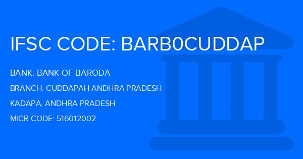 Bank Of Baroda (BOB) Cuddapah Andhra Pradesh Branch IFSC Code