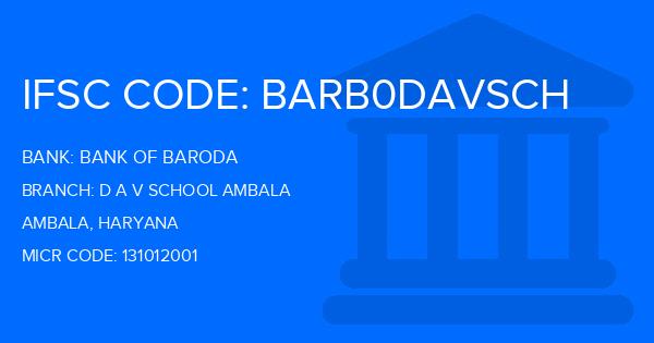 Bank Of Baroda (BOB) D A V School Ambala Branch IFSC Code