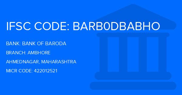 Bank Of Baroda (BOB) Ambhore Branch IFSC Code