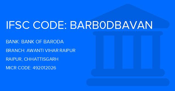 Bank Of Baroda (BOB) Awanti Vihar Raipur Branch IFSC Code