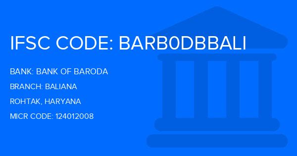 Bank Of Baroda (BOB) Baliana Branch IFSC Code