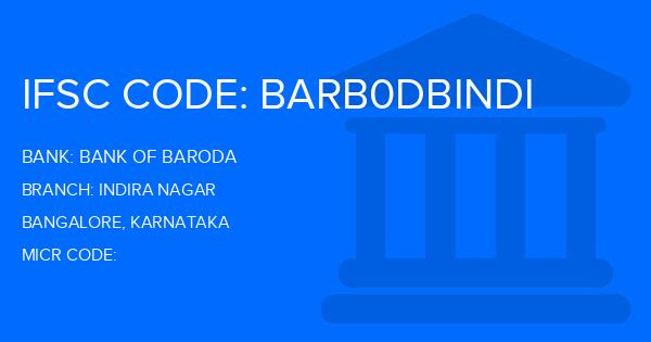 Bank Of Baroda (BOB) Indira Nagar Branch IFSC Code