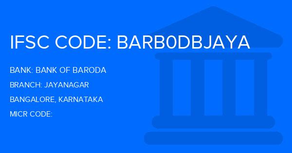 Bank Of Baroda (BOB) Jayanagar Branch IFSC Code