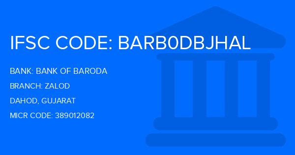 Bank Of Baroda (BOB) Zalod Branch IFSC Code