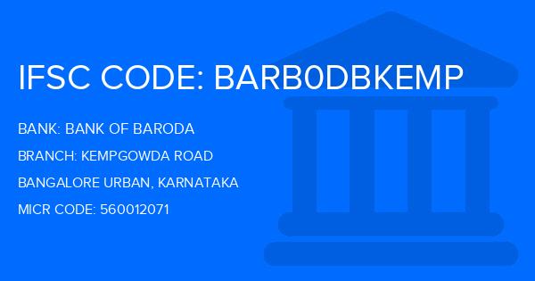 Bank Of Baroda (BOB) Kempgowda Road Branch IFSC Code