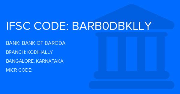 Bank Of Baroda (BOB) Kodihally Branch IFSC Code