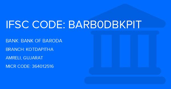 Bank Of Baroda (BOB) Kotdapitha Branch IFSC Code